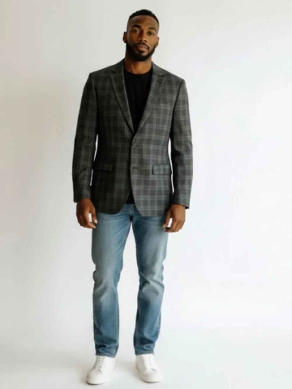 100% Wool Windowpane-Michael Kors Sport Coat/Blazer-Blue/Gray Sz 48R
